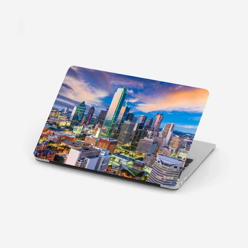 Adesivo per laptop tramonto su Dallas: skyline urbano e contemporaneo