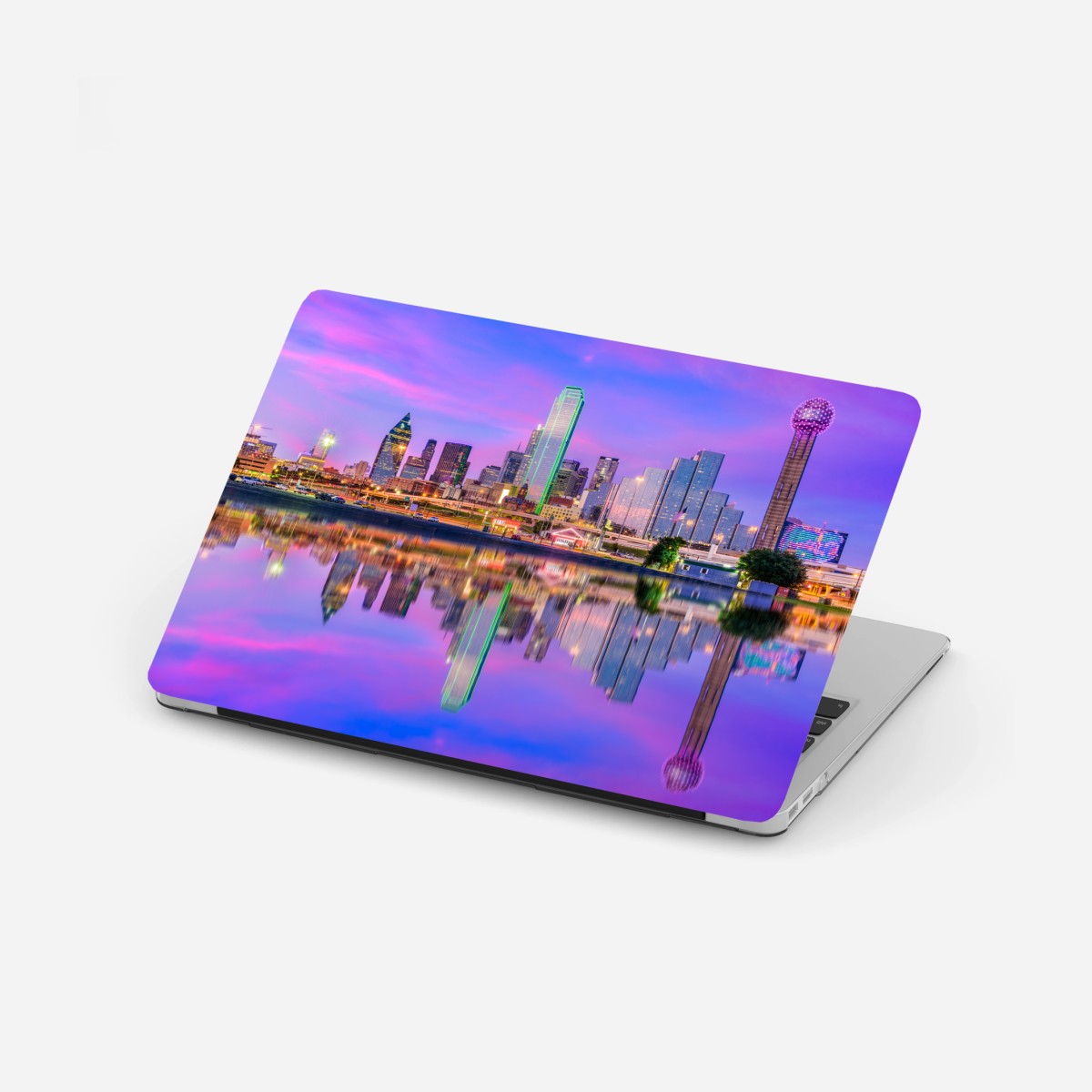 Adesivo per laptop riflessi magici sullo skyline di Dallas • Wallissimo®