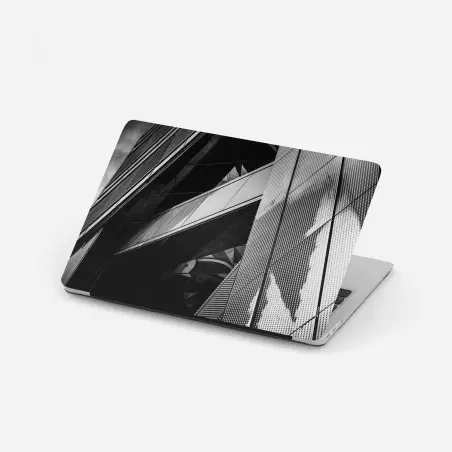 Adesivo per laptop prospettiva urbana astratta in bianco e nero • Wallissimo®