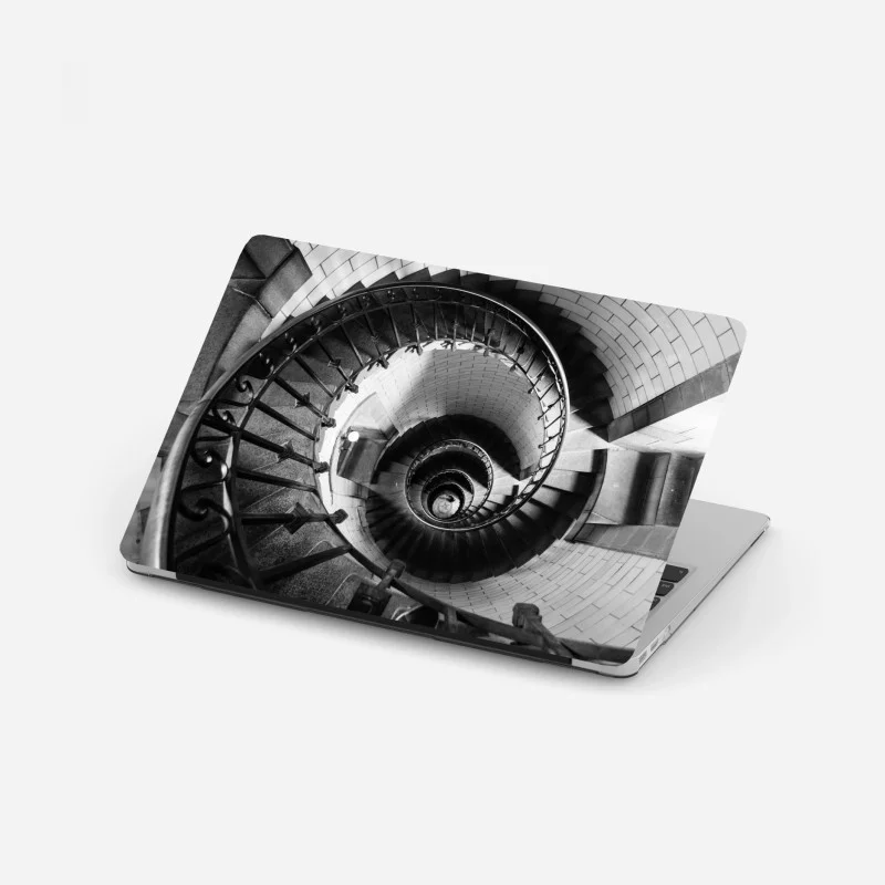 Adesivo per laptop spirale architettonica in bianco e nero