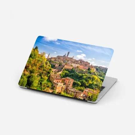Adesivo per laptop panorama storico di Siena nelle colline della Toscana • Wallissimo®