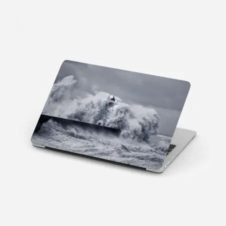 Adesivo per laptop faro del Douro travolto dalle onde • Wallissimo®