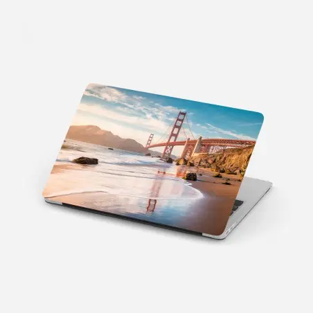 Adesivo per laptop tramonto sul Golden Gate: panorama costiero • Wallissimo®
