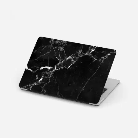 Adesivo per laptop texture marmo nero con venature bianche • Wallissimo®