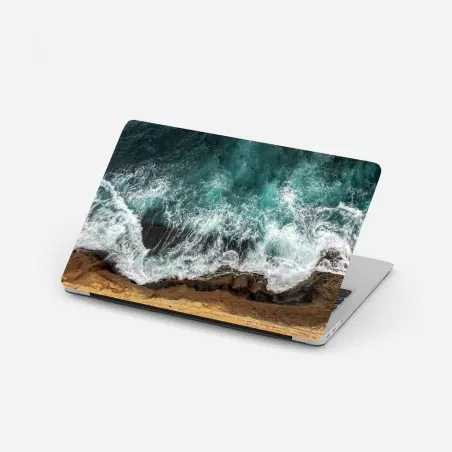 Adesivo per laptop vista aerea della scogliera e del mare turchese • Wallissimo®