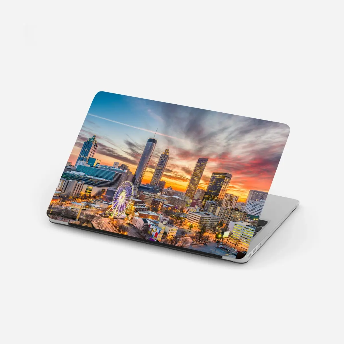 Adesivo per laptop tramonto su Atlanta, skyline metropolitano • Wallissimo®