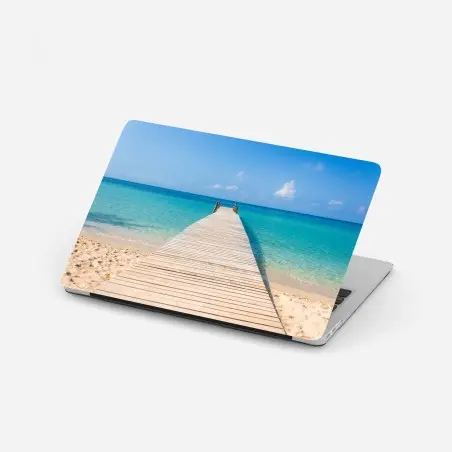 Adesivo per laptop pontile verso il mare turchese • Wallissimo®