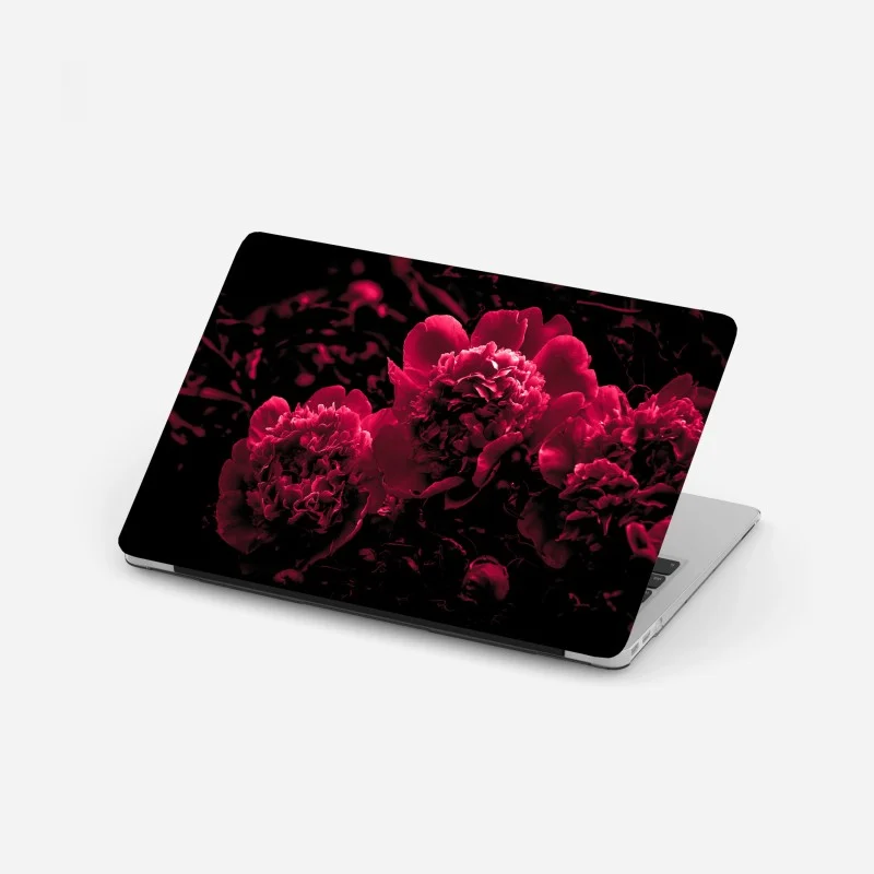 Adesivo per laptop peonie rosse in controluce