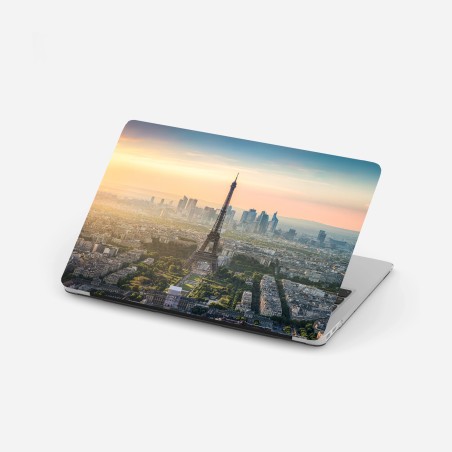 Adesivo per laptop tramonto su Parigi con Torre Eiffel • Wallissimo®