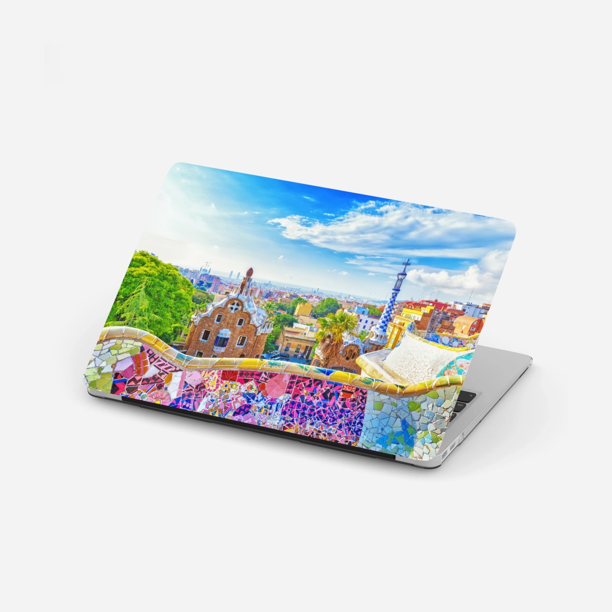 Adesivo per laptop vista colorata su Parc Güell, Barcellona • Wallissimo®