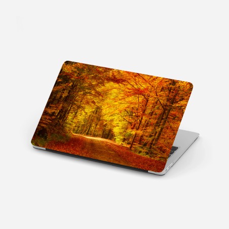 Adesivo per laptop sentiero d'autunno nel bosco dorato • Wallissimo®