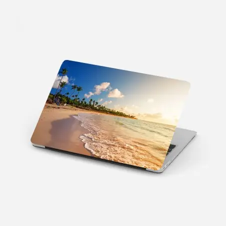 Adesivo per laptop tramonto tropicale sulla spiaggia • Wallissimo®