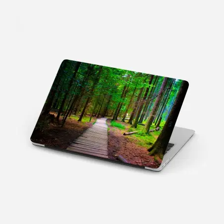Adesivo per laptop sentiero nel bosco verde • Wallissimo®