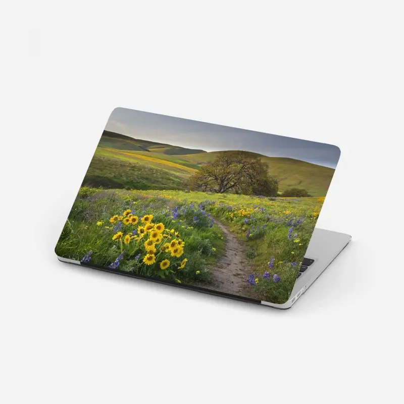 Adesivo per laptop sentiero tra i fiori selvatici sulle colline