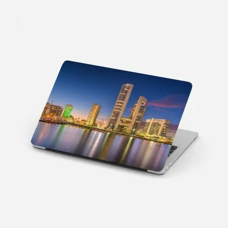Adesivo per laptop tramonto su Corpus Christi: skyline sul porto • Wallissimo®