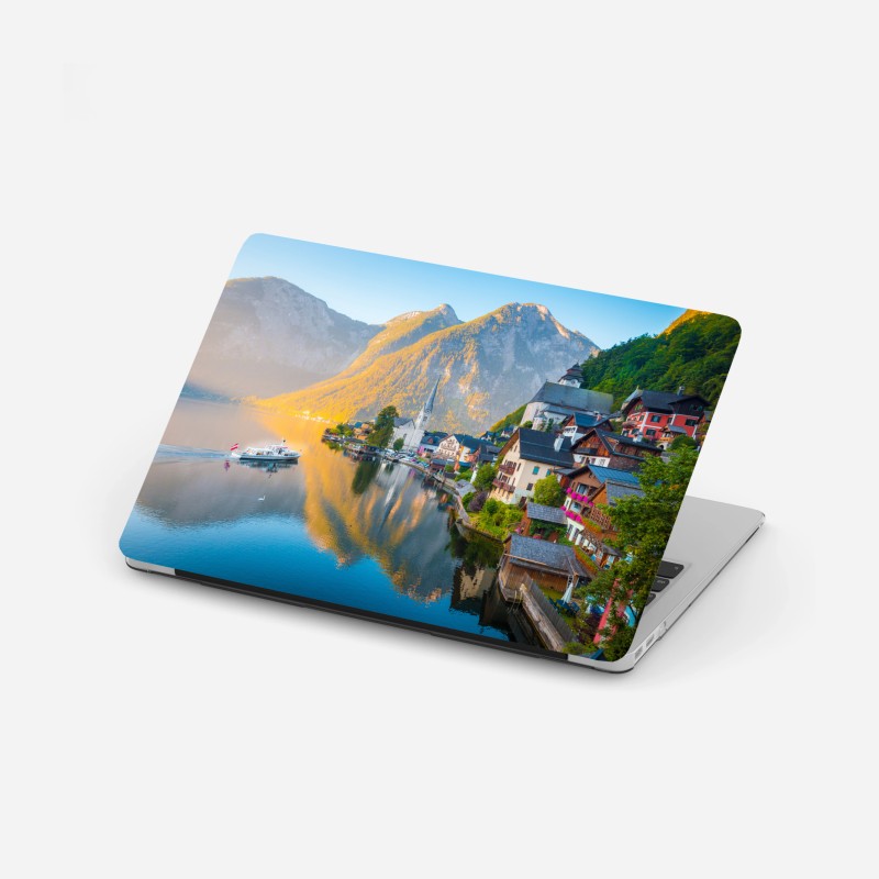 Adesivo per laptop panorama di Hallstatt all'alba