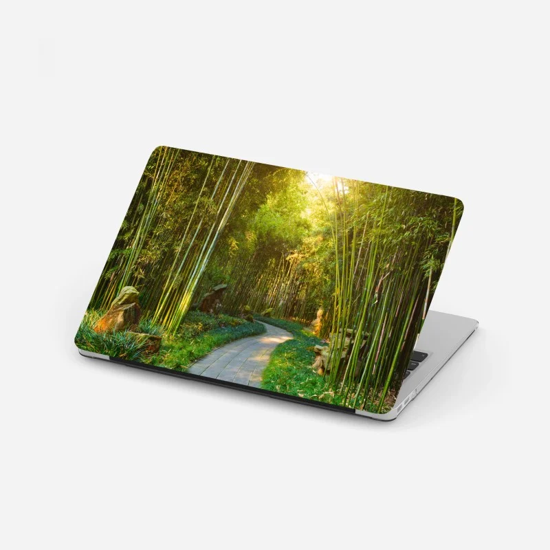 Adesivo per laptop sentiero di bambù dorato