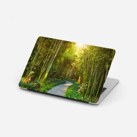 Adesivo per laptop sentiero di bambù dorato • Wallissimo®