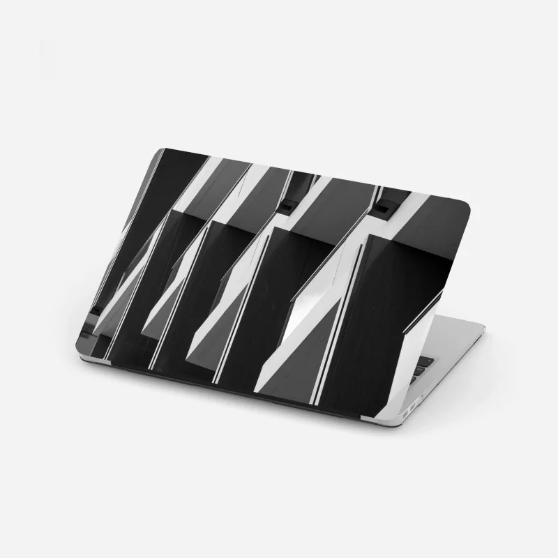 Adesivo per laptop composizione architettonica minimal in bianco e nero