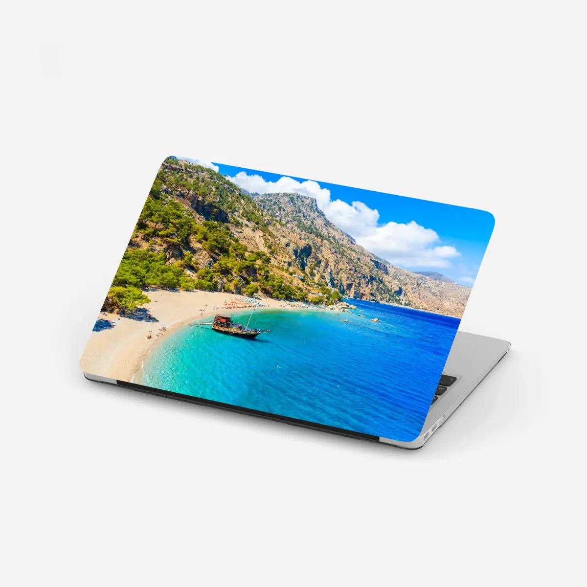 Adesivo per laptop vista panoramica della baia di Apella, Karpathos • Wallissimo®