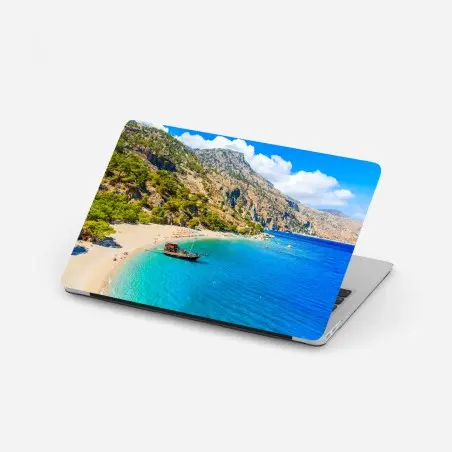 Adesivo per laptop vista panoramica della baia di Apella, Karpathos • Wallissimo®