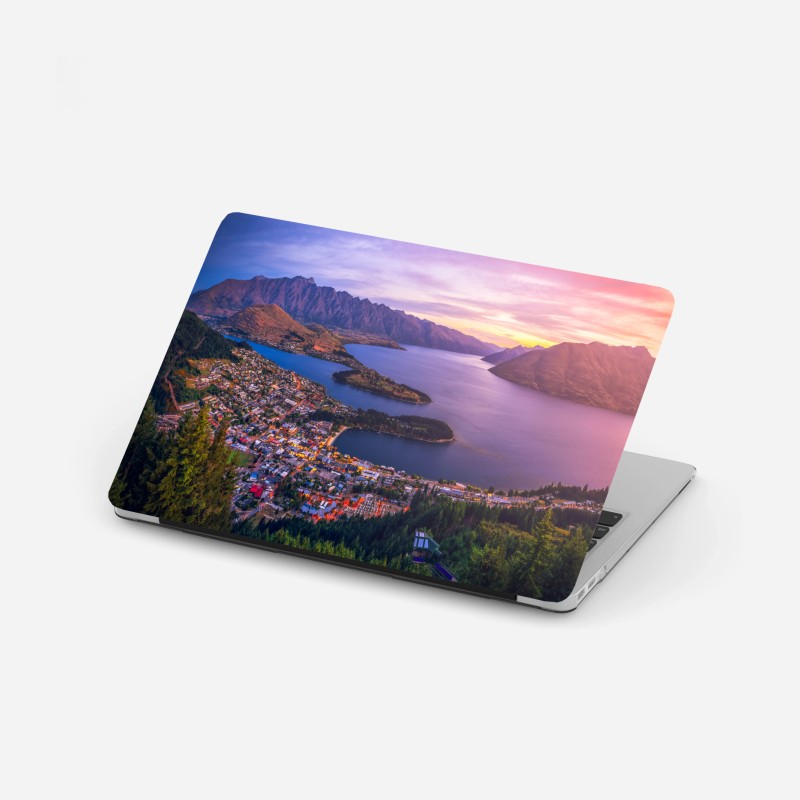 Adesivo per laptop tramonto sopra Queenstown e lago Wakatipu