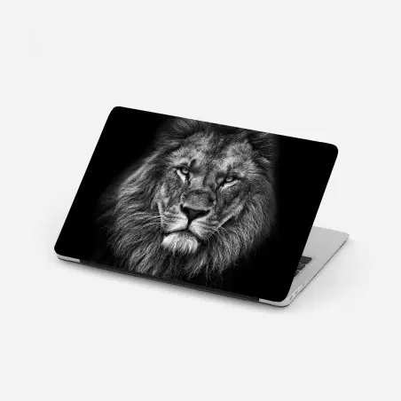 Adesivo per laptop ritratto maestoso di leone in bianco e nero • Wallissimo®