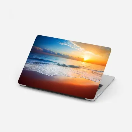 Adesivo per laptop tramonto dorato sul mare • Wallissimo®