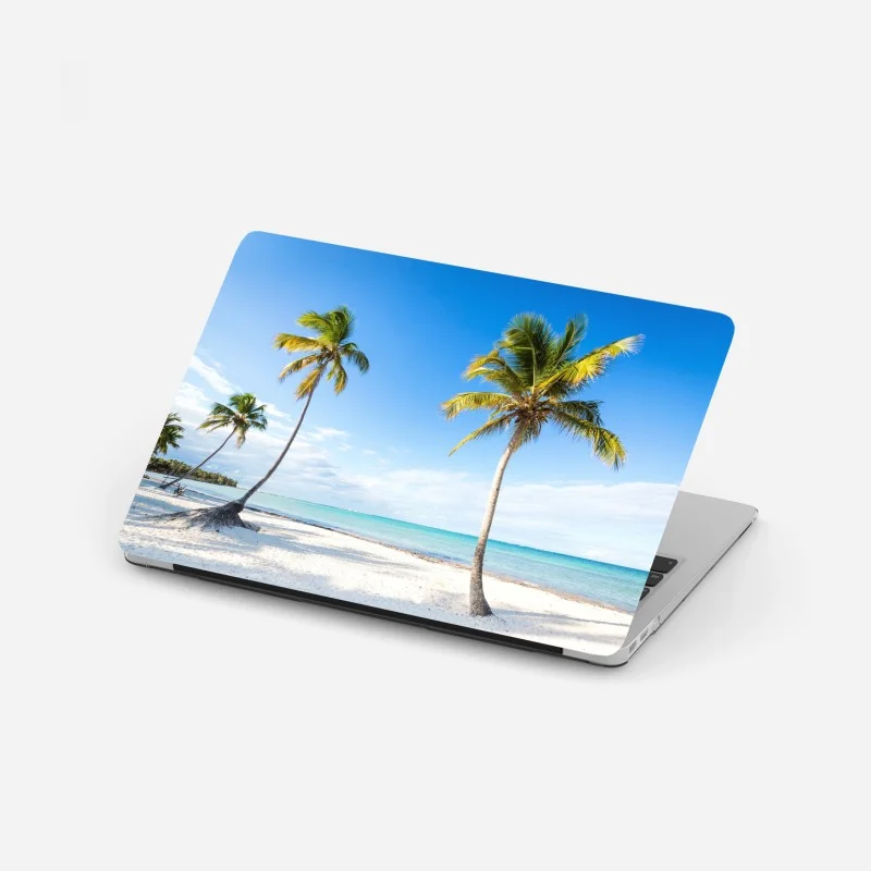 Adesivo per laptop paradiso tropicale con palme e mare turchese