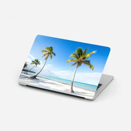 Adesivo per laptop paradiso tropicale con palme e mare turchese • Wallissimo®
