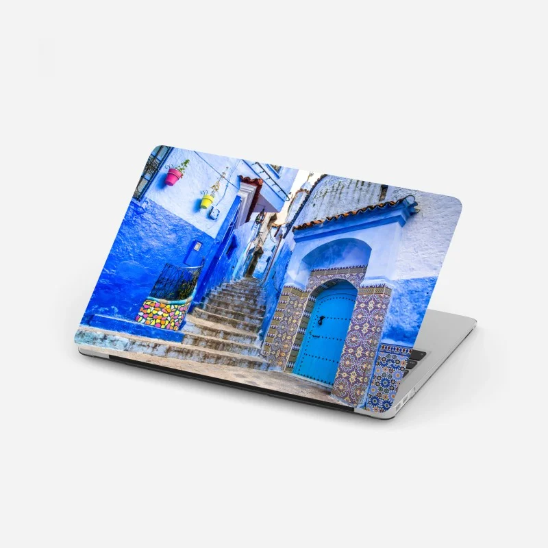Adesivo per laptop vicoli azzurri di Chefchaouen
