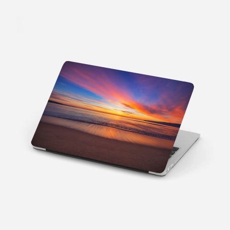 Adesivo per laptop alba dorata sul mare • Wallissimo®