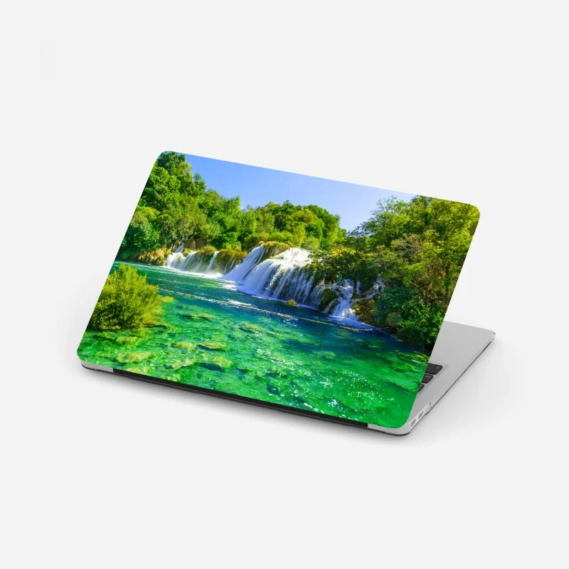 Adesivo per laptop cascata smeraldo per decorazione murale