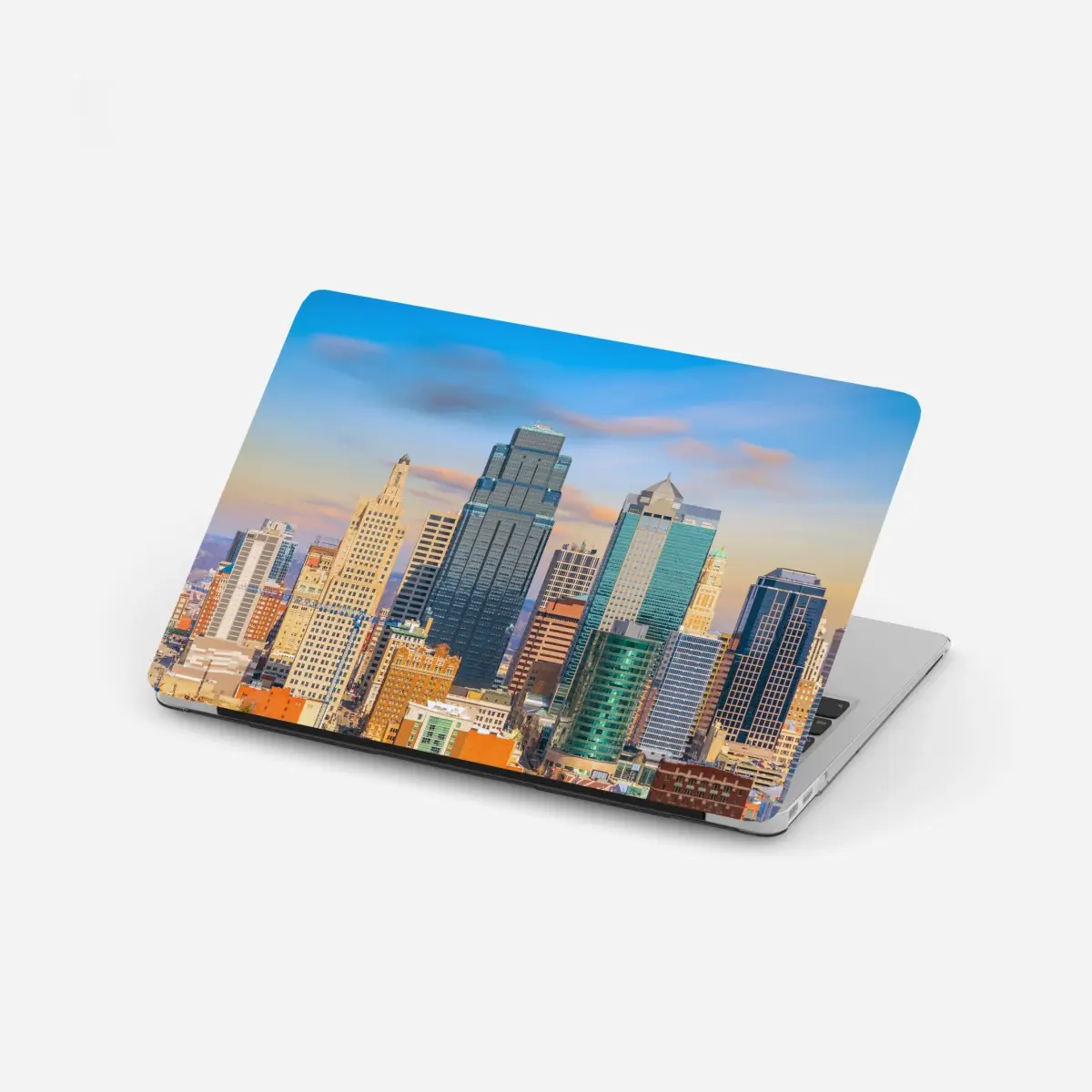 Adesivo per laptop skyline di Kansas City al tramonto • Wallissimo®