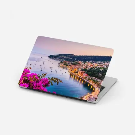 Adesivo per laptop tramonto a Villefranche-sur-Mer, Costa Azzurra: scorcio sul porto • Wallissimo®