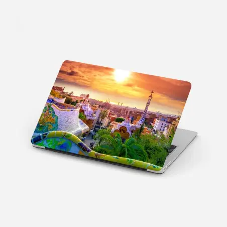 Adesivo per laptop tramonto a Parc Güell, Barcellona • Wallissimo®