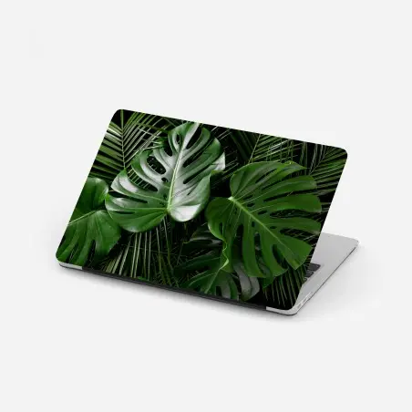 Adesivo per laptop composizione di foglie di monstera e palma • Wallissimo®
