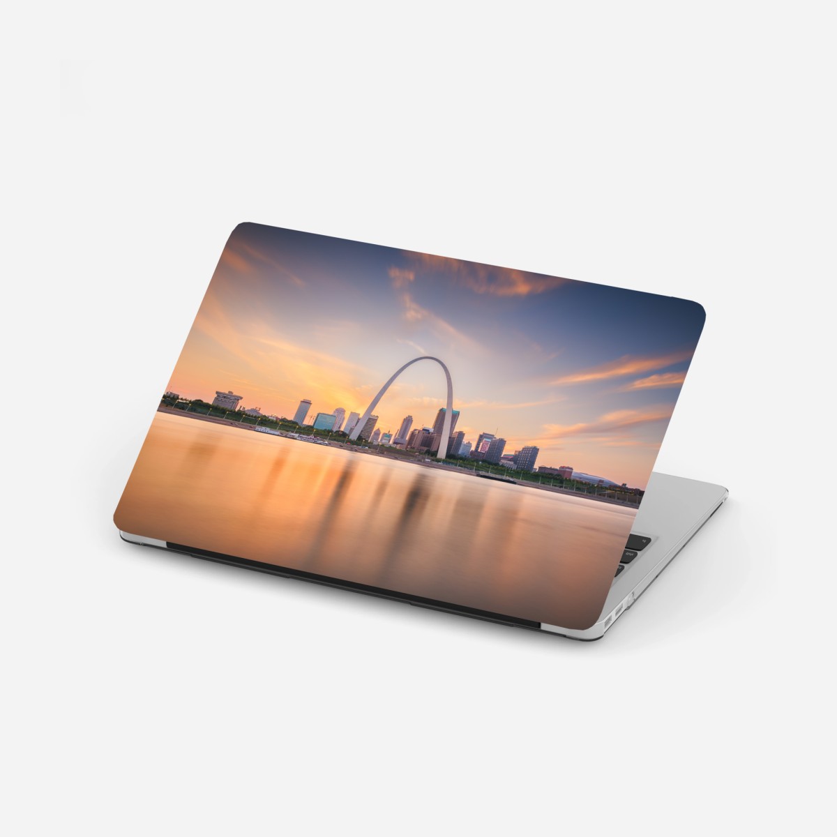 Adesivo per laptop tramonto sullo skyline di St. Louis con Gateway Arch • Wallissimo®