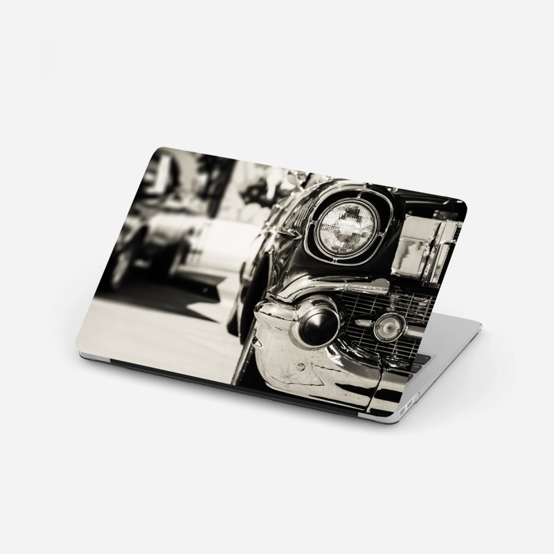 Adesivo per laptop frontale cromato di auto d'epoca in stile retrò
