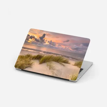 Adesivo per laptop tramonto sulle dune al mare • Wallissimo®