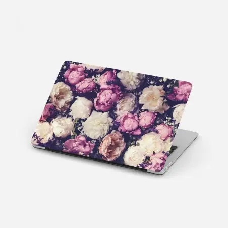 Adesivo per laptop composizione romantica di peonie rosa e crema • Wallissimo®