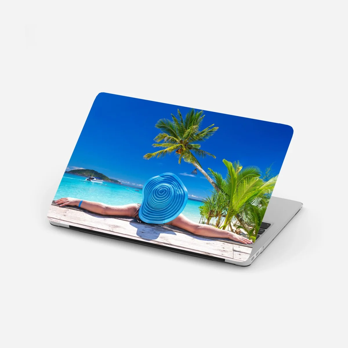 Adesivo per laptop sogno tropicale vista mare • Wallissimo® Adesivo per laptop sogno tropicale vista mare • Wallissimo®