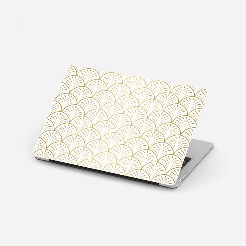 Adesivo per laptop motivo art déco dorato su sfondo bianco