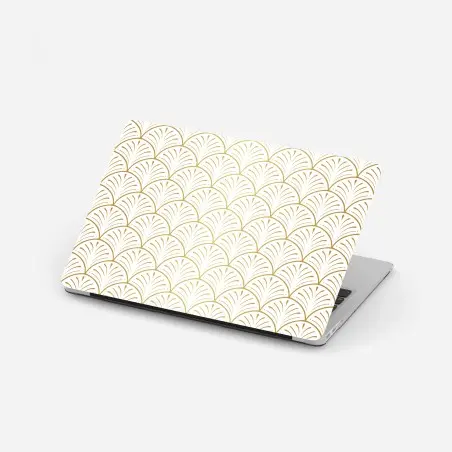 Adesivo per laptop motivo art déco dorato su sfondo bianco • Wallissimo®