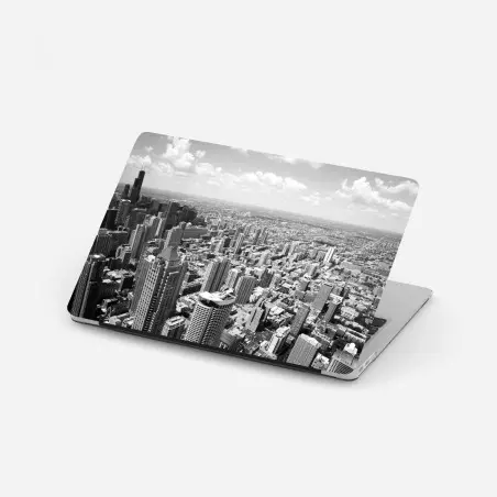 Adesivo per laptop orizzonte urbano di Chicago in bianco e nero • Wallissimo®