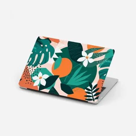 Adesivo per laptop gioia tropicale con foglie e agrumi • Wallissimo®