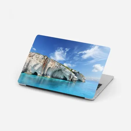 Adesivo per laptop grotte blu di Zakynthos • Wallissimo®