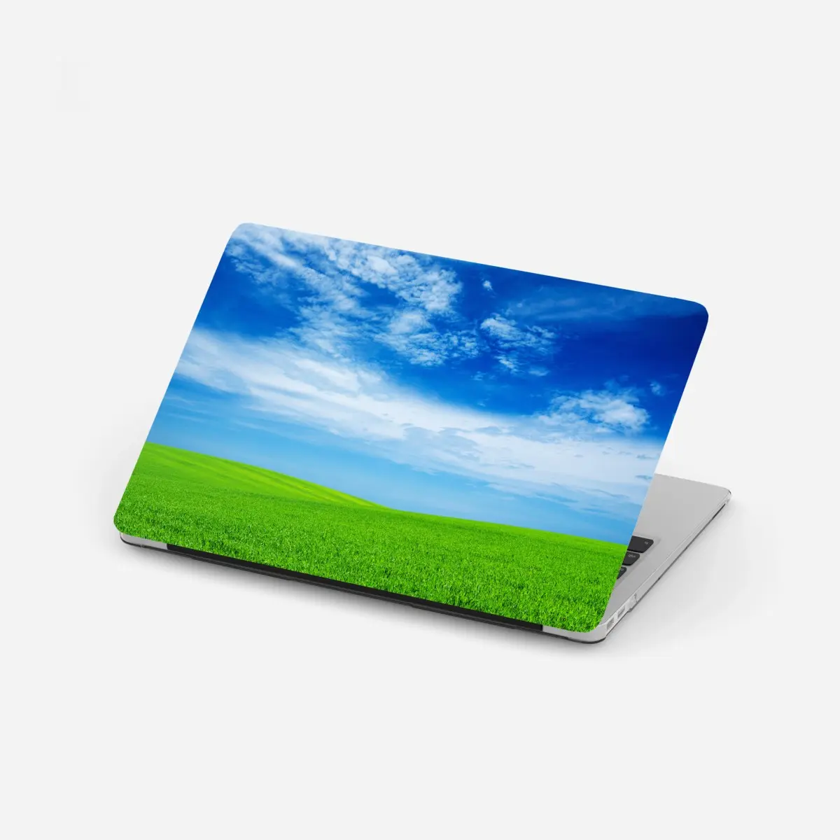 Adesivo per laptop prato verde sotto il cielo azzurro • Wallissimo®