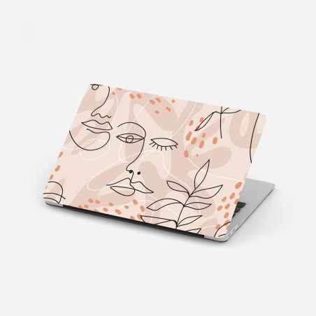 Adesivo per laptop volti astratti e botanica in toni neutri • Wallissimo®