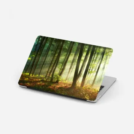 Adesivo per laptop mattina dorata nel bosco • Wallissimo®